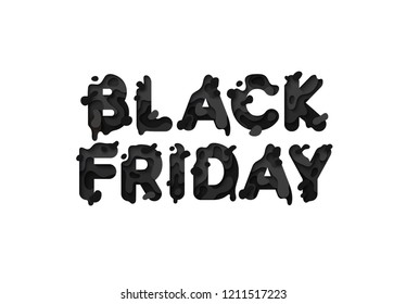 Black Friday sale, design paper cut, liquid letters.