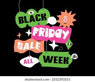 Black Friday sale design with retro and pop art design style
