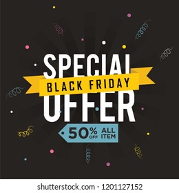 Black Friday Sale Design with Ribbon Ornament