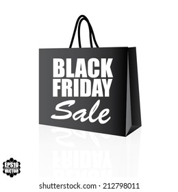 Black friday sale design with shopping bag. Vector, Eps10. 