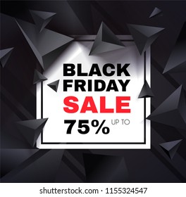 Black Friday Sale Design Template with REalistic 3D Flying Triangles. Vector illustration