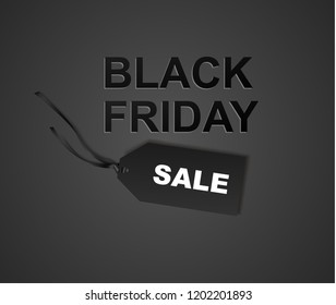 Black Friday Sale design template. Vector illustration. Black background with price tag