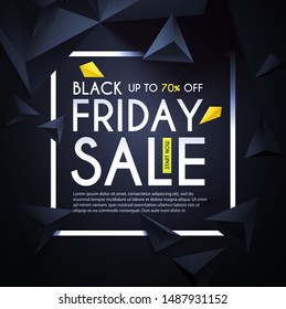 Black friday. Sale design template with realistic 3D triangles.