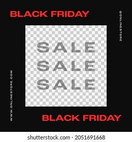 Black Friday Sale Design Template. Black Friday square banner vector poster for social media post or advert.