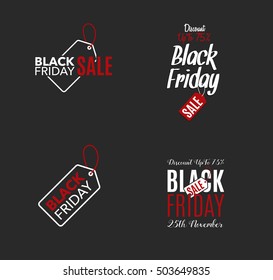 Black Friday sale design template. Creative banner label. Vector illustration, marketing price tag, discount, advertising. Abstract vector illustration for shopping. Set.