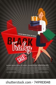 Black Friday sale design template. Black Friday banner. Vector illustration