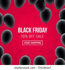 Black friday sale design vector poster. Black friday marketing clearance sale banner balloon decoration