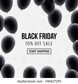 Black friday sale design vector poster. Black friday marketing clearance sale banner balloon decoration.