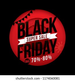 Black Friday Sale with discount 70%-80%. Vector illustration