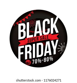 Black Friday Sale with discount 70%-80%. Vector illustration