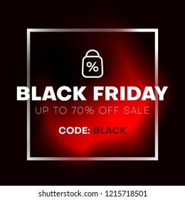 Black friday sale discount banner with frame and red liquid shape. Vector illustration