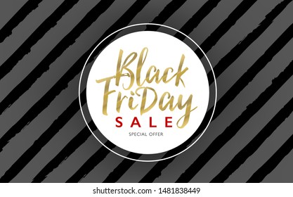 Black Friday sale discount marketing banner.  Black Friday flyer and coupon. Vector illustration