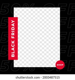 Black friday sale discount poster social media post template red modern minimalist style