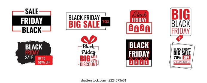 Black Friday sale discount promotional banner tag for social media, website, post, print, flyer, brochure, and business.