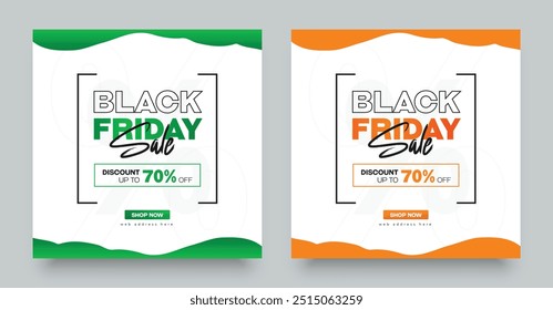 Black friday sale discount social media post template, mobile apps, banners design, Set of black friday sale social media banner.