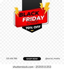 Plantilla de publicación de redes sociales de descuento de venta de Black Friday