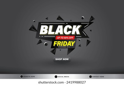 black friday sale discount template banner with copy space for product sale with abstract gradient black and grey background design 02