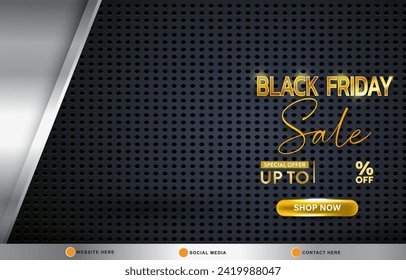 black friday sale discount template banner with copy space for product sale with abstract gradient black and silver background design 02