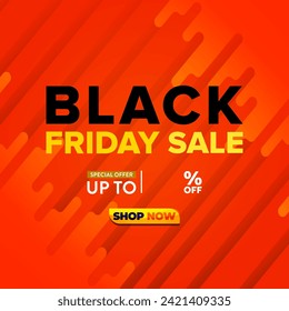 black friday sale discount template banner with copy space for product sale with abstract gradient orange background design 049