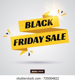 Black friday sale. Discount web banner with flat ribbon. Vector template.