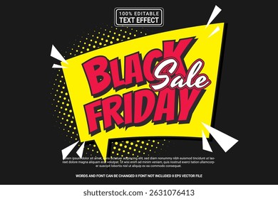 Black Friday Sale Editable Text Effect Vector Design – Playful and Modern Typography Cartoon Style for Poster, Branding, Social Media