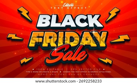 Black Friday Sale Editable Text Effect Design Vector Graphic Style with Shadow and Colorful 3D Typography Lettering on Red Background. Premium Scalable Shopping Day Illustration Template for Promotion
