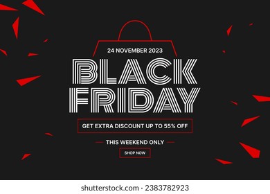 Black friday sale extra discount sale banner background. Black friday weekend sale. Black friday promotion banner. Black Friday sale abstract polygon background