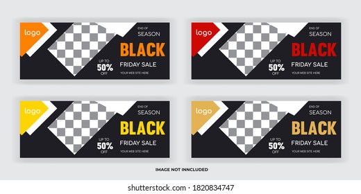 Black Friday sale facebook cover banner. Social media post template 