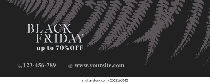 Black Friday Sale Facebook cover template. Layout design for marketing promotion. Social Media post cover. Set of sale banner template. Network background. Black and white nature. Vector illustration