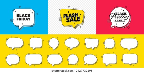 Black Friday Sale. Flash sale chat speech bubble. Special offer price sign. Advertising Discounts symbol. Black friday chat message. Black friday speech bubble banner. Offer text balloon. Vector