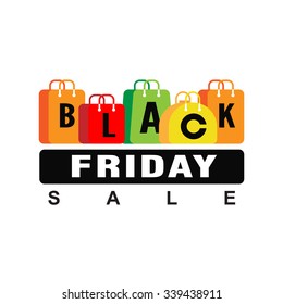 Black Friday Sale Flat style Shopping bags Poster Banner design vector template. 
Creative Marketing Badge Label.