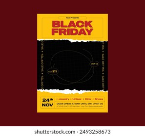 Black Friday Sale Flyer. Black Friday Sale advertising template set for your business design. Black Pop art style. Vector illustration