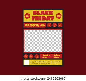 Black Friday Sale Flyer. Black Friday Sale advertising template set for your business design. Black Pop art style. Vector illustration