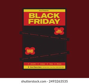 Black Friday Sale Flyer. Black Friday Sale advertising template set for your business design. Black Pop art style. Vector illustration