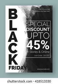 Black Friday Sale, Sale Flyer, Sale Banner, Sale Poster, Special Discount Upto 45%, Online Sale. Vector illustration with abstract design.