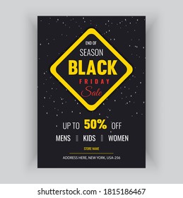 Black Friday Sale Flyer Design For Your Business Promotion With Black & Yellow Poster Template Design