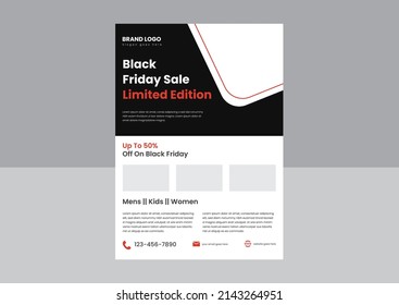Black Friday sale flyer poster design template. get off on the black Friday poster leaflet design template.