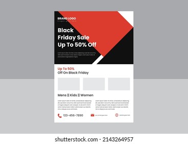 Black Friday sale flyer poster design template. get off on the black Friday poster leaflet design template.