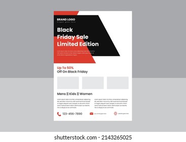 Black Friday sale flyer poster design template. get off on the black Friday poster leaflet design template.