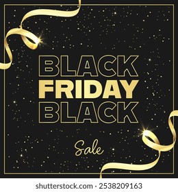 Black Friday Sale, Flyer, Shopping, Banner, Concept, Market, Gold, Black, Glitter, Vector