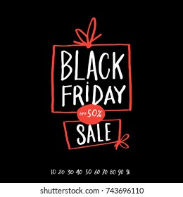 Black friday sale. Freehand drawing. For art template design, list, page, mockup brochure style, banner, cover, booklet, print, flyer, book, blank, card, ad, sign, poster, badge. Vector illustration