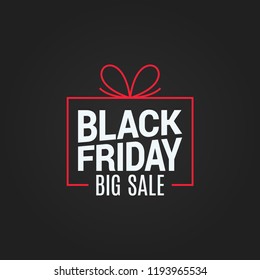 Black Friday Sale Gift Box On Black Background
