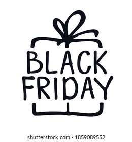 Black friday sale gift box doodle logo icon Hand drawn sign layout background For art template design list page style brochure banner idea cover booklet print flyer book blank postcard ad card poster