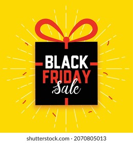 black friday sale gift box yellow background