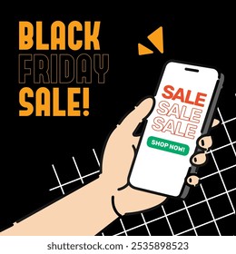 Black Friday Sale Giveaway Discount Promo Social Media Feed Post Square Orange Modern