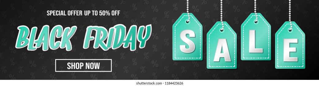 Black Friday Sale - glossy banner with text. Vector.