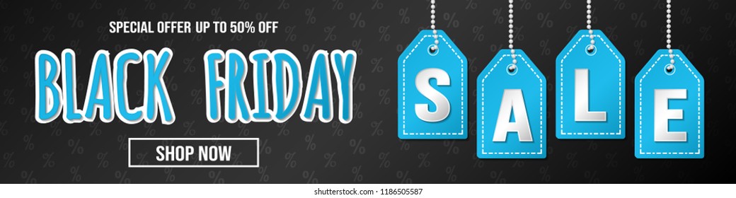 Black Friday Sale - glossy banner with text. Vector.