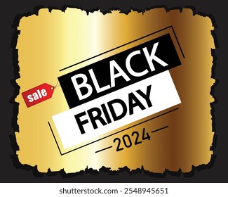 Bandeira de ouro 2024 venda Black Friday. Modelo de ilustração vetorial de mídia social para desenvolvimento de site e site móvel, materiais de marketing.