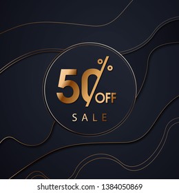 Black friday sale gold glitter background vector. Up to 50 percent off discount, this weekend only text. Black shine gold sparkles background. Friday sale logo for banner, web, header, flyer, design.