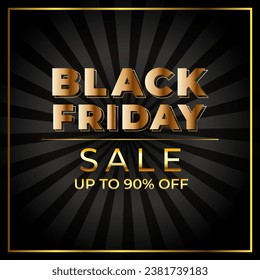 Black Friday Sale With Golden Font And Black Banner With Discount Up to 10% off . Special Offer. Vector illustration. Black Friday Sale banner template design for social media and website.